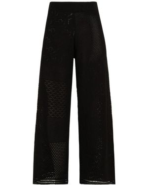 Akep Schwarze Häkel-Patchwork-Palazzo-Hose