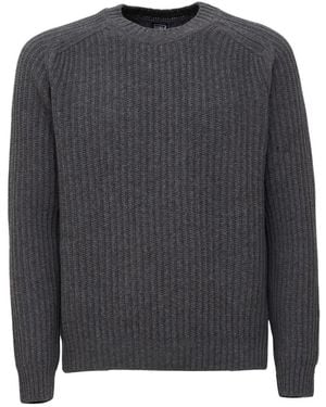 Fedeli Truien & Vesten ,Grijs ,Ronde Hals Gebreide Kleding