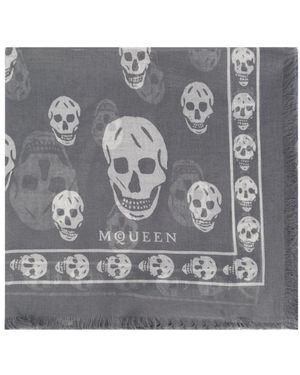 McQueen Schal Mit Totenkopfmotiv - Grau