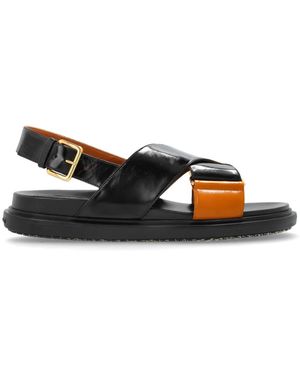 Marni Leren Sandalen - Zwart