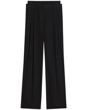 Helmut Lang Sheer Double-Pleated Pants - Zwart