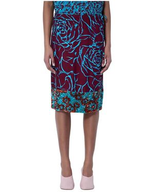 Dries Van Noten Geborduurde Midirok - Blauw