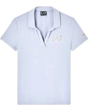 EA7 Tops ,Blauw ,Katoen Evolution Polo Met Korte Mouwen