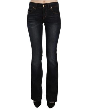 John Galliano Washed Mid Waist Regular Leg Boot Cut Denim Jeans - Zwart