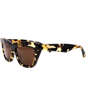 Bottega Veneta Braune Schildpattquadrat-Sonnenbrille - Schwarz