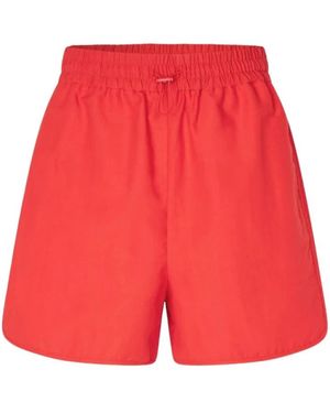 Samsøe & Samsøe Korte Broeken ,Rood ,Katoen Zomerstijl Shorts Sayuna Flame Scarlet