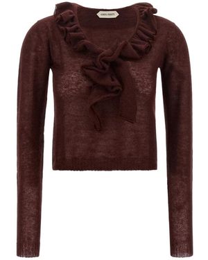 Alberta Ferretti Truien & Vesten ,Rood ,Mohair Blend Cropped Sweater - Bruin