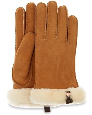 UGG Wildlederhandschuhe Mit Fellstulpe - Braun