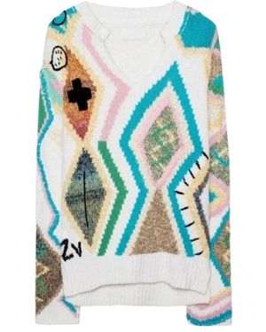 Zadig & Voltaire Sonny Kilim Mehrfarbiger Pullover - Blau
