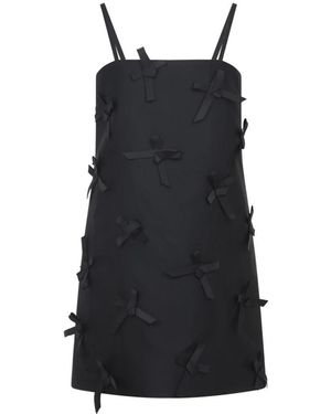 Jil Sander Mini Dress With Tonal Silk Bow Accents - Black