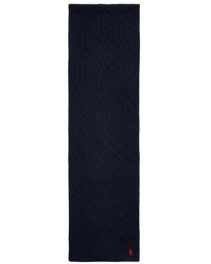 Polo Ralph Lauren Kabel Gebreide Wol-Cashmere Sjaal - Blauw