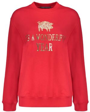 Alberta Ferretti Gerippter Crew-Neck-Sweatshirt Aus Baumwolle - Rot