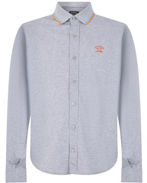 Paul & Shark Overhemden ,Grijs ,Katoen Lange Mouw Polo - Blauw