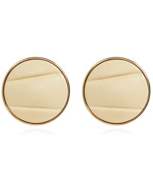 Chloé Accessoires ,Leer Pleats Ronde Oorbellen - Bruin