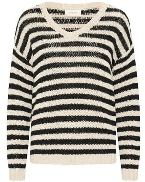 Cream V-Neck Knitwear - Negro
