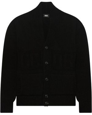 Gcds Strickjacke Mit Kompaktstrick - Schwarz