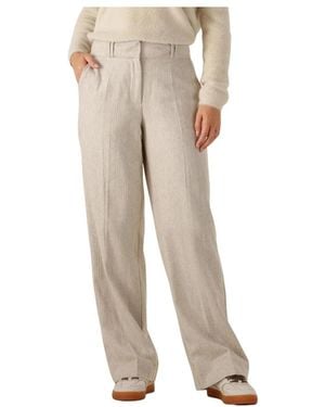 Simplee Straight Trousers - Naturel