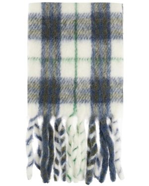 Burberry Accessoires ,Wol Smal Leren Sjaal Met Ruitpatroon - Blauw