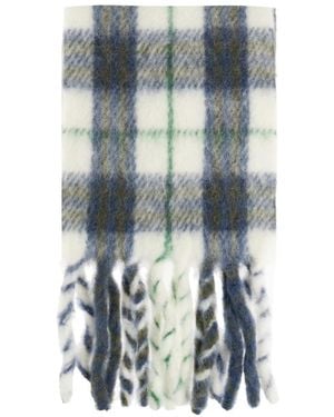 Burberry Schmaler Karomuster Schal Aus Alpaka-Woll-Mischung - Blau