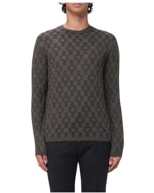 Emporio Armani Pullover Mit Geometrischem Muster Und Rundhalsausschnitt - Grau