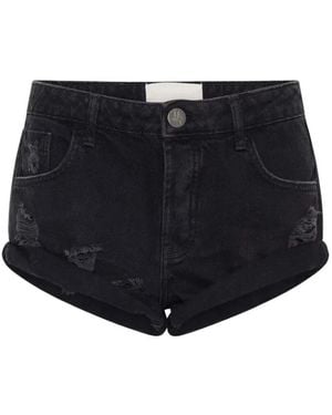One Teaspoon Schwarze Denim-Shorts Zerissen Lockerer Schnitt