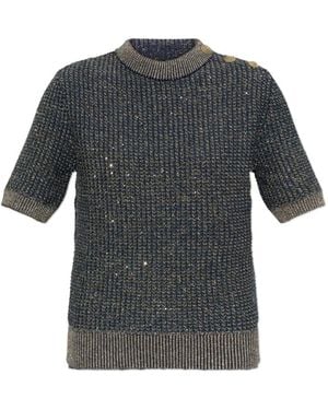 Balmain Round-Neck Knitwear - Grigio