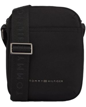 Tommy Hilfiger Schwarze Schultertasche Mit Metall-Logo