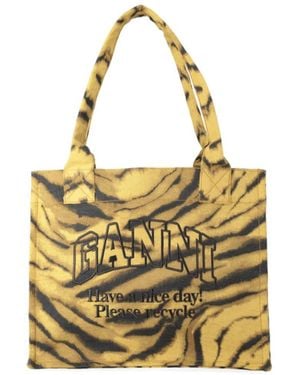 Ganni Gele Katoenen Zebraprint Tas - Metallic