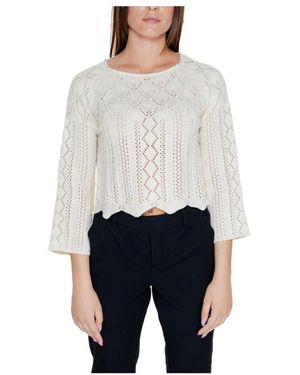 Vero Moda Truien & Vesten ,Katoen Cropped Gebreide Trui Met Kant - Grijs