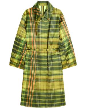 Dries Van Noten Jassen ,Veelkleurig ,Leer Oversized Geruite Jas - Groen