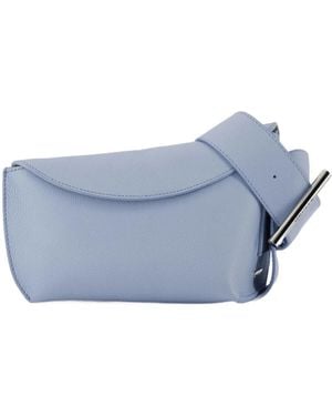 McQueen Blau Leder Crossbody Tasche Mit Magnetverschluss
