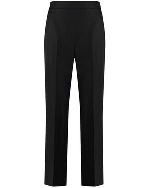 Gucci Wijde Wollen Broek Met Borduursel Aan De Voorkant - Zwart