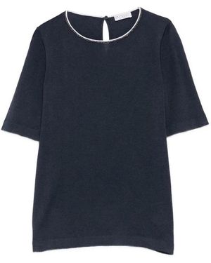 Brunello Cucinelli Monili-Trim Kasjmier Top - Blauw