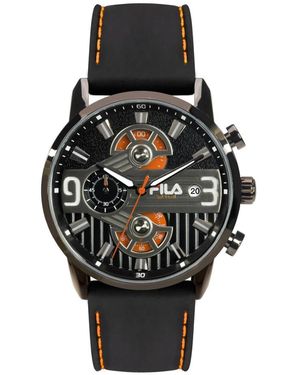 Fila Herrenuhr Chronograph Silikon Armband Style 38-175 - Schwarz