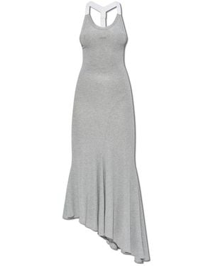 Off-White c/o Virgil Abloh Ribbed Off-Shoulder Dress - Gray