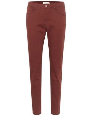 Cream Straight Trousers - Red