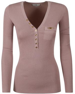 Elisabetta Franchi V-Neck Knitwear - Bruin