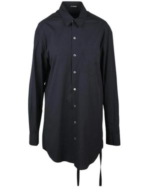 Ann Demeulemeester Overhemden ,Zwart ,Katoen Camicia Lunga - Blauw