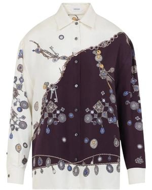 Versace Bedrukt Zijden Twill Overhemd - Blauw