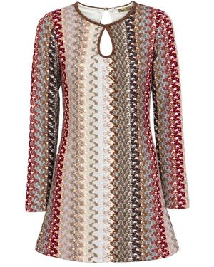 PHO® Firenze Kleedjes ,Veelkleurig ,Polyester Jaspe Jurk - Bruin