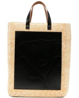 Plan C Straw Big Shopper - Schwarz
