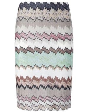 Missoni Viscose Lamé Midi Rok Met Split - Grijs