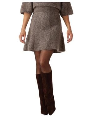 Second Female Bruine Gebreide Rok Voor Stijlvolle Dagen - Grijs
