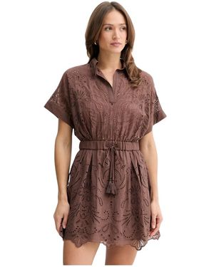 Ermanno Scervino Hemdkleid Mit Lochstickerei Und Tunnelzug - Braun