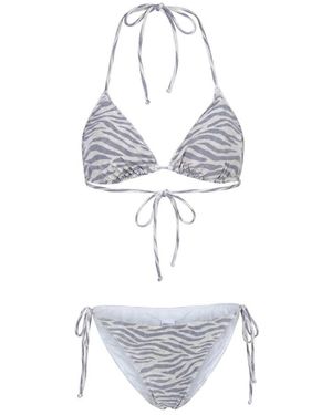 MC2 Saint Barth Badmode ,Grijs ,Polyester Bikini Leah Overlock Lurex Zebra - Wit
