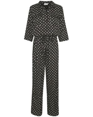 Kaffe Schwarzer Krawatten/Punkt Jumpsuit Mit ¾ Ärmeln