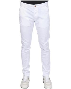 Hand Picked Broeken ,Wit ,Katoen Slim-Fit Broeken - Blauw