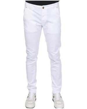 Hand Picked Broeken ,Wit ,Katoen Slim-Fit Broeken - Blauw