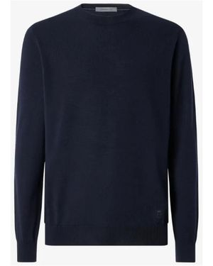 Corneliani Truien & Vesten ,Blauw ,Wol Trui Met Ronde Hals Van Zuivere Wol
