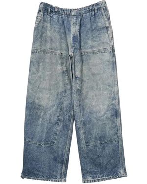 Beams Plus Mock Print Double Knee Sweat Pants - Blau